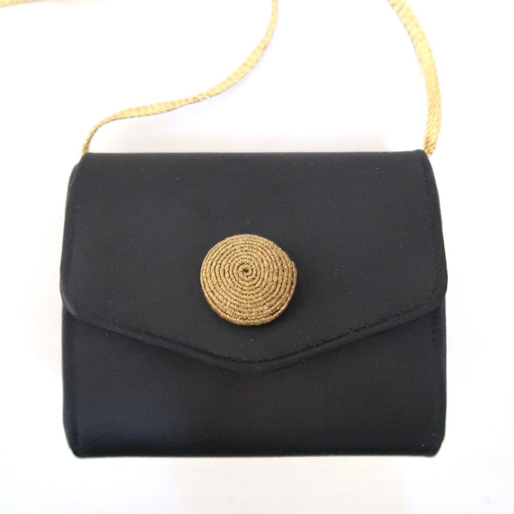 vtg CAREY ADINA black satin Evening bag Crossbody handbag - Picture 4 of 7